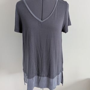 Cynthia Rowley Like New V Neck Grey T Hi Lo Layer